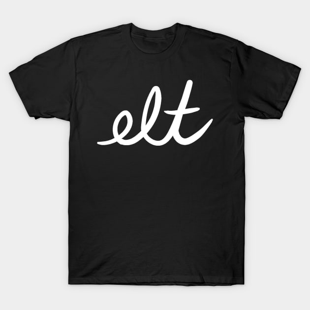 ELT Clothing Cursive Logo White | Large T-Shirt by ELTClothing